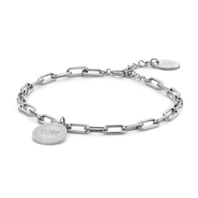 CO88 bracelet large link with round CO88 charm 16.5+3cm ips