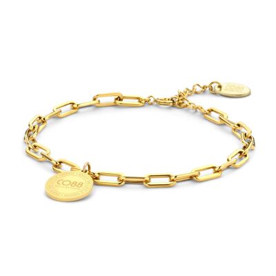 Pulsera CO88 eslabón grande con dije redondo CO88 16.5+3cm ipg