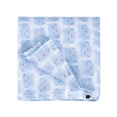 LANGE 70 X 70 CM LES CHATS BLEU