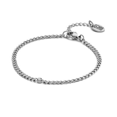 CO88 Armband Gourmetkette 3mm mit weißem cz 16,5 + 3cm ips