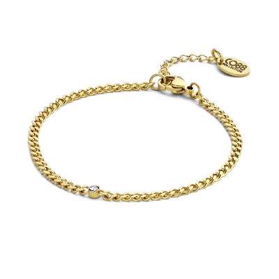 CO88 bracelet gourmet chain 3mm with white cz 16.5+3cm ipg