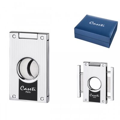 287030 Caseti Cigar Cutter Chrome /Black Stripes