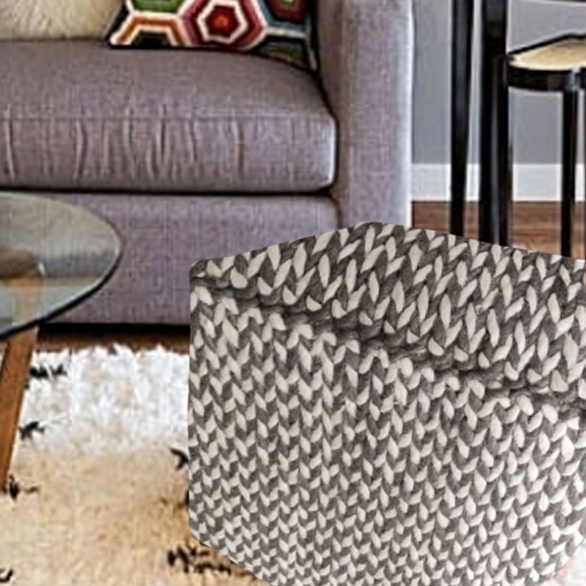 Fodera per pouf Kilim in lana nuvolosa