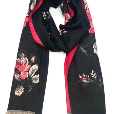 Flower pattern double face scarf