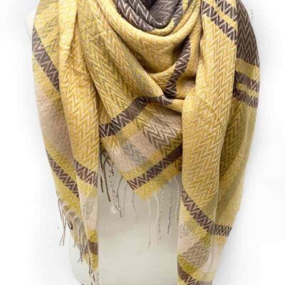 Large square scarf with geometric pattern
