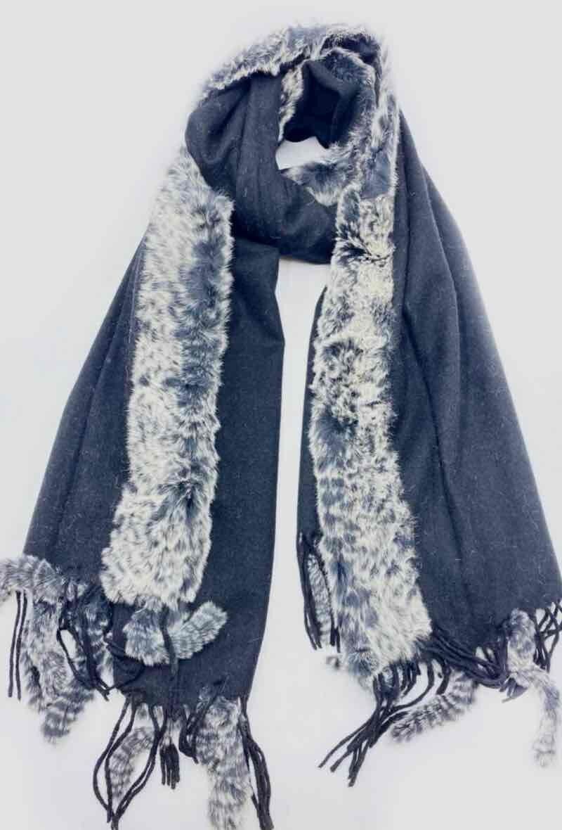 Echarpe uni avec fourrure lapin artificiel