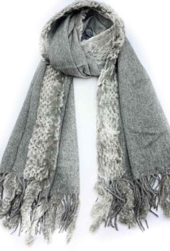 Plain scarf with fur 1