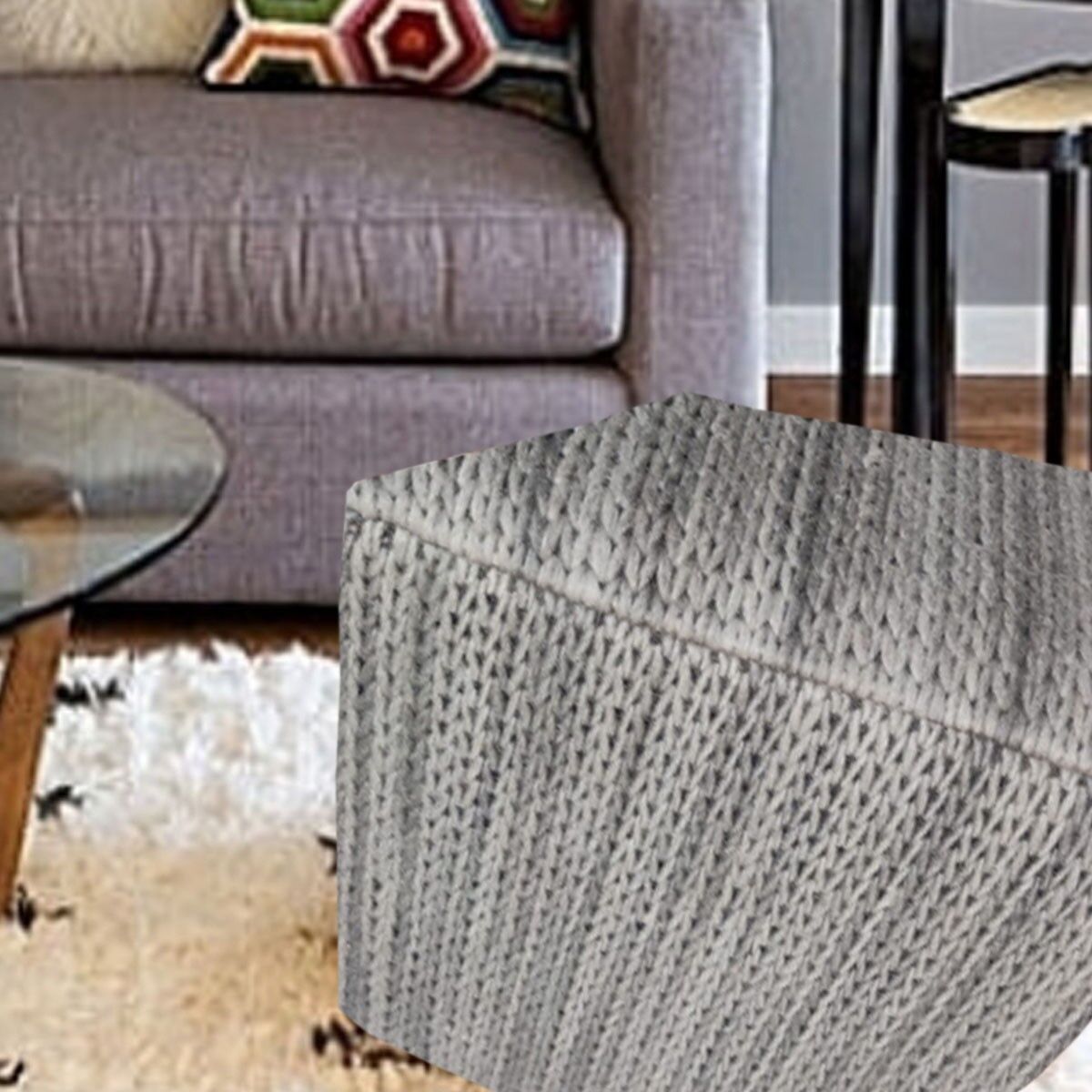 Fodera per pouf Kilim grigio Suva in lana