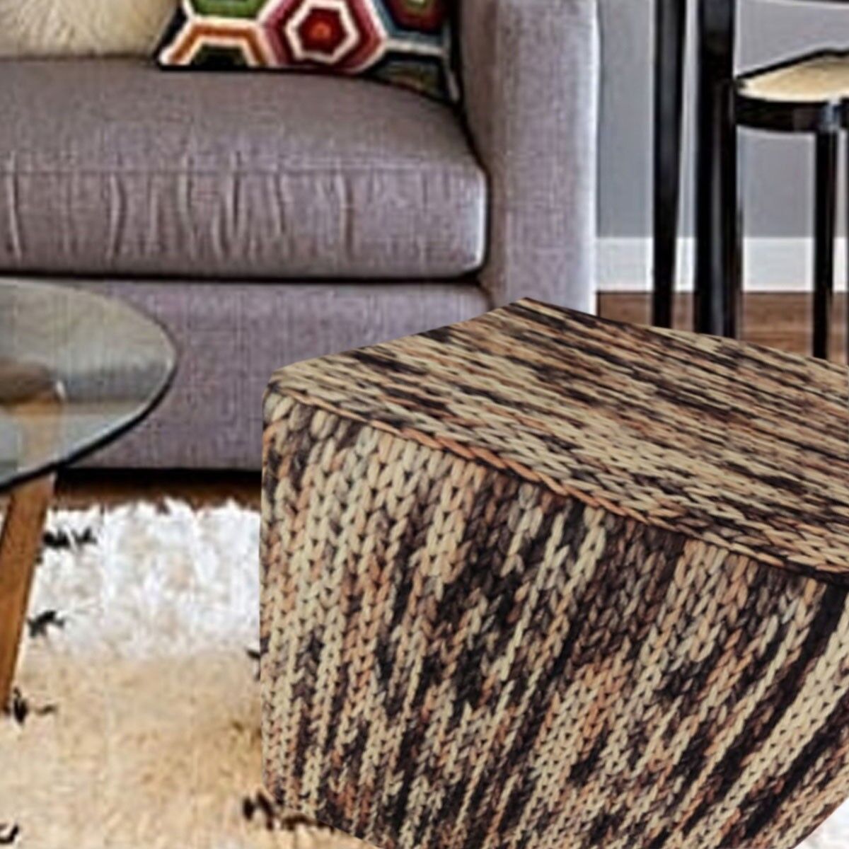 Fodera per pouf Kilim in corteccia di legno di lana