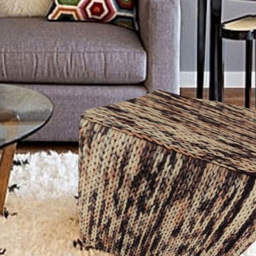 Woolen Wood Bark Kilim Pouf Cover