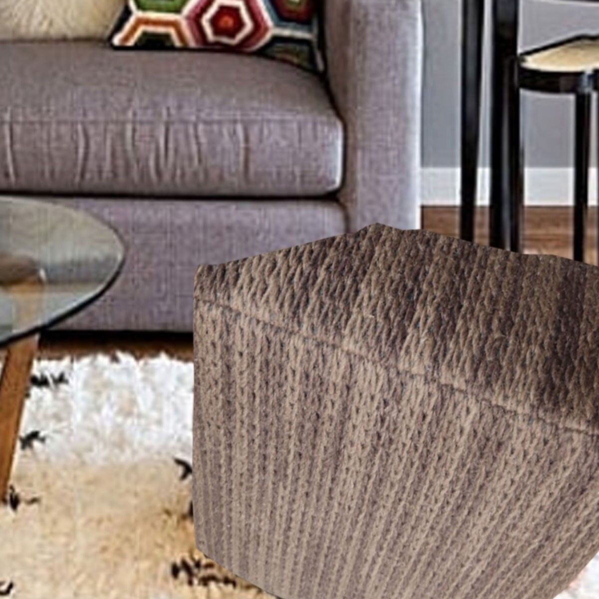 Fodera per pouf Kilim in lana marrone cacao