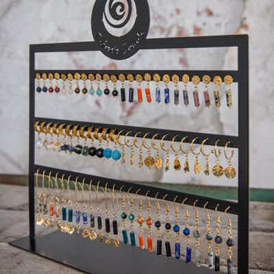 Display with 36 pairs of earrings