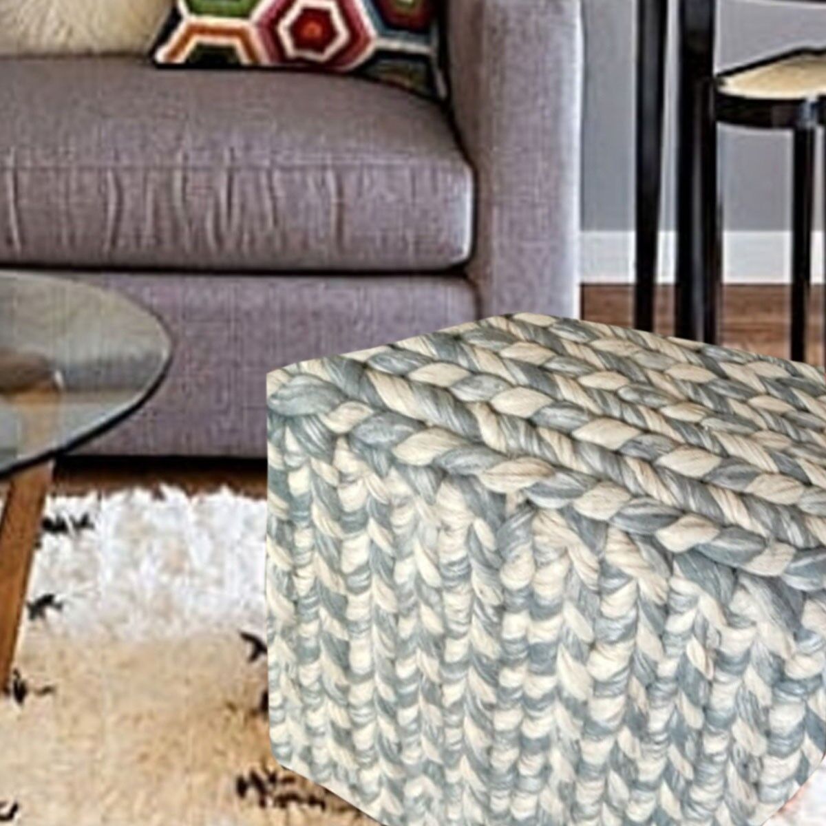 Fodera per pouf Kilim in cemento di lana