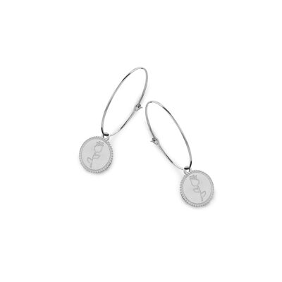 Stainless steel earrings with round pendants rose