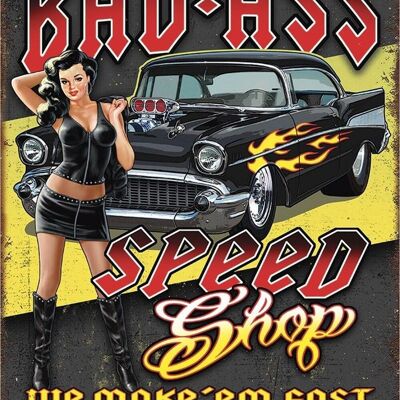 Cartel de chapa de EE. UU. Bad Ass Speed Shop