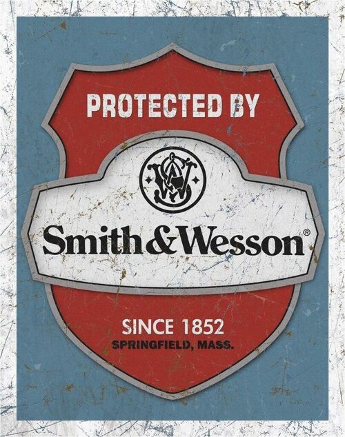 US Blechschild geschützt durch Smith & Wesson