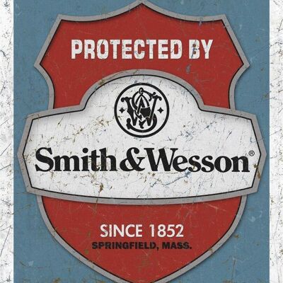 US Blechschild geschützt durch Smith & Wesson