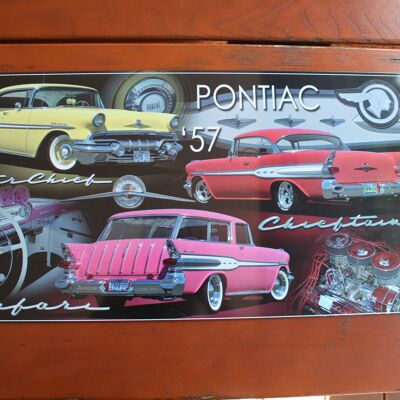 Cartel de chapa Pontiac 1957 Collage: Star Chief Chieftain Safari