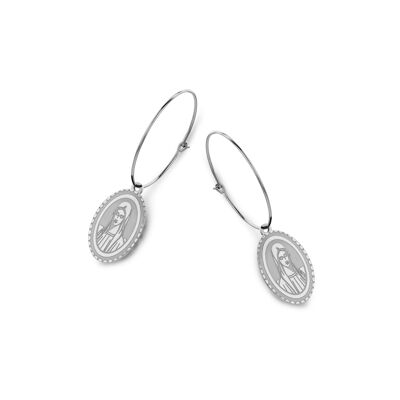 Boucles d'oreilles en acier inoxydable avec pendentifs ovales Maria