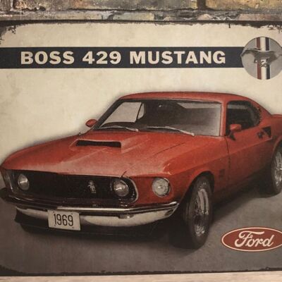 Tin sign: 69 Ford BOSS 429 Mustang Mach 1