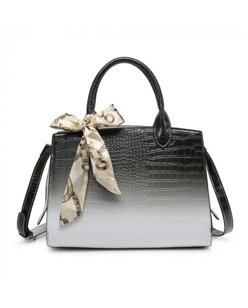 High Quality 2 Tones Tote  Presentable shoulder bag Top Handle bag vegan PU leather  handbag -OL6115p black