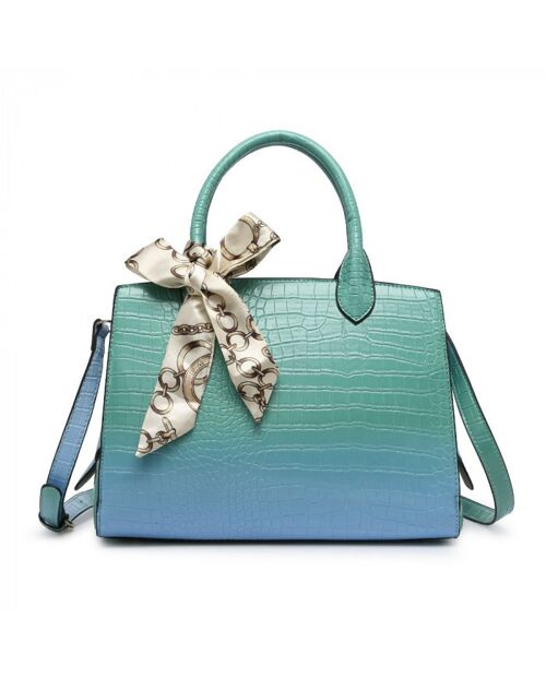 High Quality 2 Tones Tote  Presentable shoulder bag Top Handle bag vegan PU leather  handbag -OL6115p green