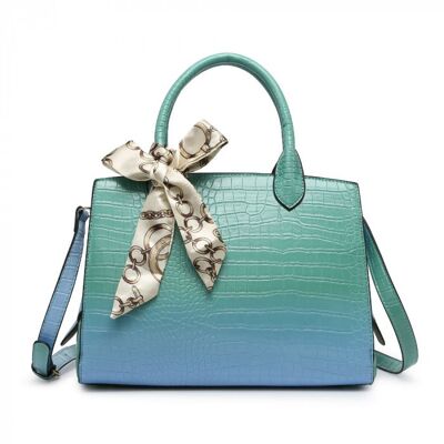 High Quality 2 Tones Tote  Presentable shoulder bag Top Handle bag vegan PU leather  handbag -OL6115p green