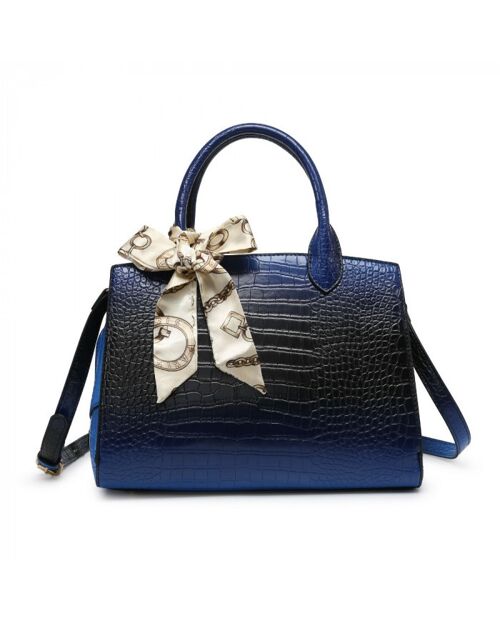 High Quality 2 Tones Tote  Presentable shoulder bag Top Handle bag vegan PU leather  handbag -OL6115p blue