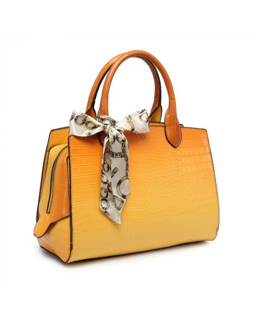 High Quality 2 Tones Tote  Presentable shoulder bag Top Handle bag vegan PU leather  handbag -OL6115p yellow