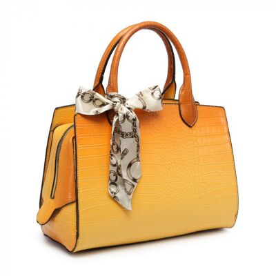 High Quality 2 Tones Tote  Presentable shoulder bag Top Handle bag vegan PU leather  handbag -OL6115p yellow