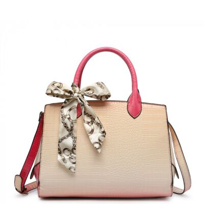 High Quality 2 Tones Tote  Presentable shoulder bag Top Handle bag vegan PU leather  handbag -OL6115p pink