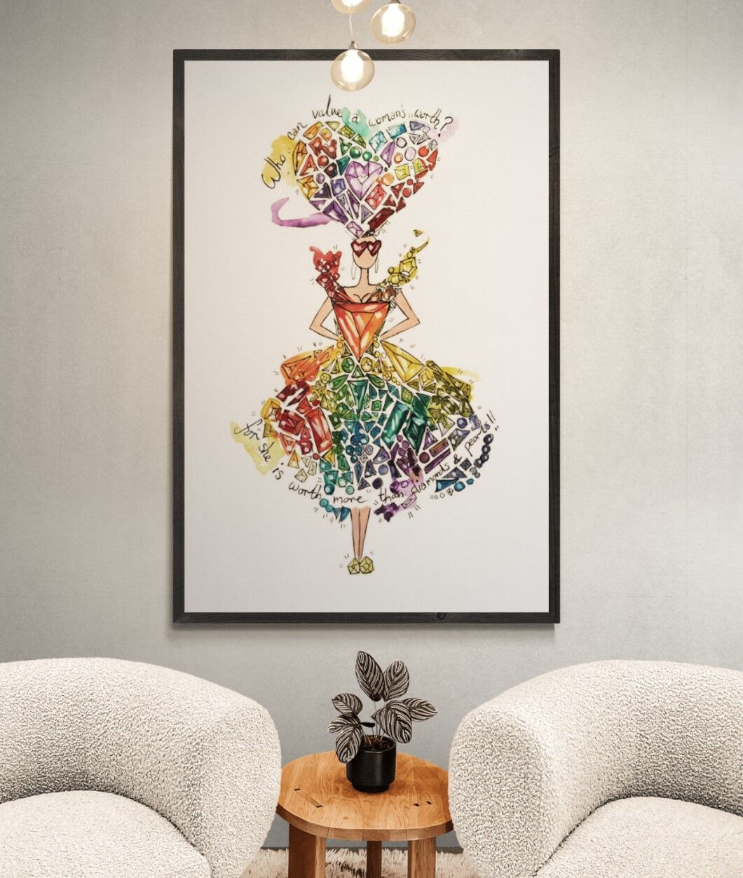 STAMPA A4 DIAMANTI E PERLE CON CORNICE