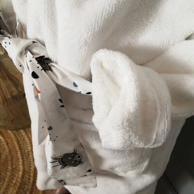 children's bathrobe, 4/5 years, in bamboo fiber - raccoon white