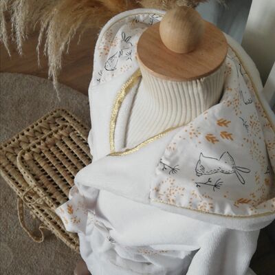 children's bathrobe, 4/5 years old, in bamboo fiber - white golden rabbit