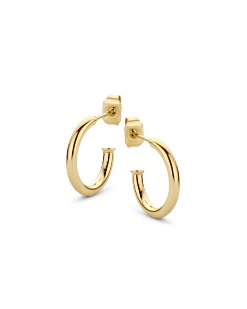 Gold ion plated stainless steel hoops earring 15mm
