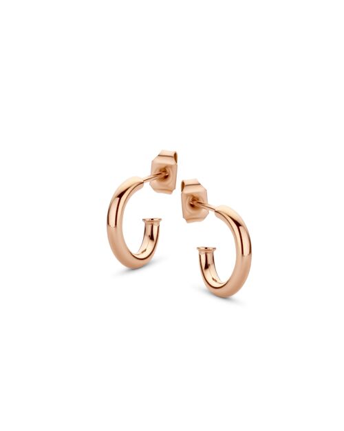 Rose ion plated stainless steel hoops earring 12mm