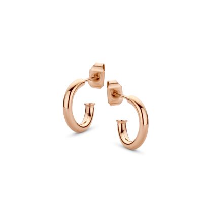 Rose ion plated stainless steel hoops earring 12mm