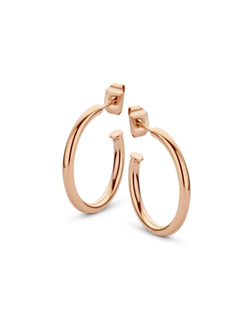Rose ion plated stainless steel hoops earring 20mm