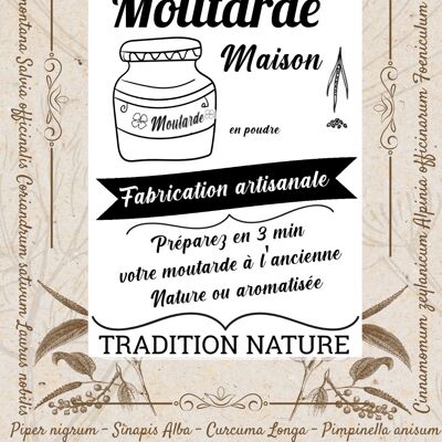 Homemade artisanal mustard 50 g with carton | Preparation based on powdered yellow and brown mustard seeds