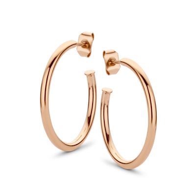 Rose ion plated stainless steel hoops earring 25mm