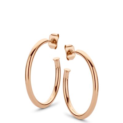 Rose ion plated stainless steel hoops earring 25mm