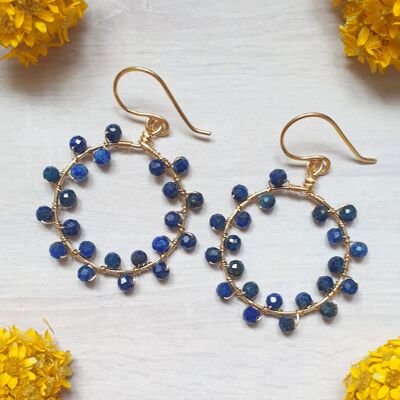 Lapis Lazuli hoop earrings in 14K gold filled