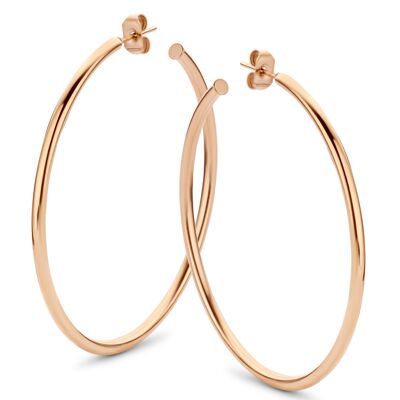 Rose ion plated stainless steel hoops earring 45mm