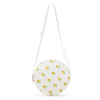 multicolored handbag with small retro hearts pattern