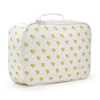 valise weekend multicolore motif petits coeurs rétro 2