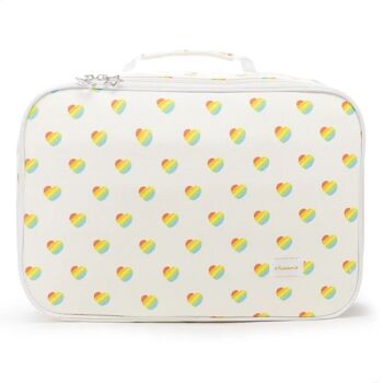 valise weekend multicolore motif petits coeurs rétro 1