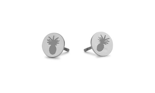 Stainless steel round ear studs pineapple