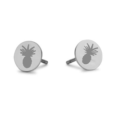 Stainless steel round ear studs pineapple