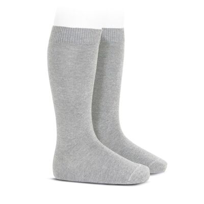 Chaussettes hautes unies gris aluminium