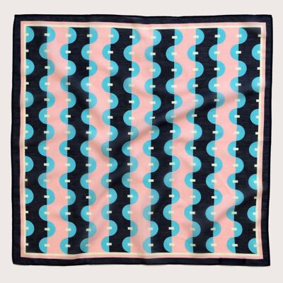 Scarf Funky Waves, silk-cotton blend, 60x60 cm
